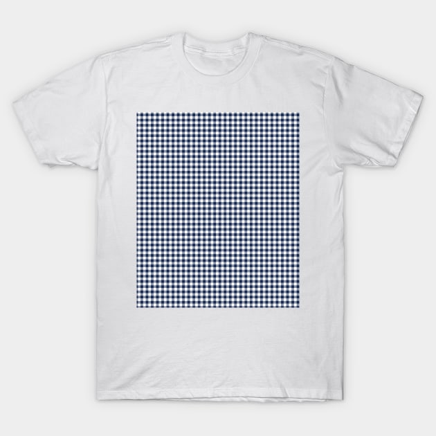 Gingham Checkered Buffalo Plaid Navy Blue and White Pattern T-Shirt by squeakyricardo